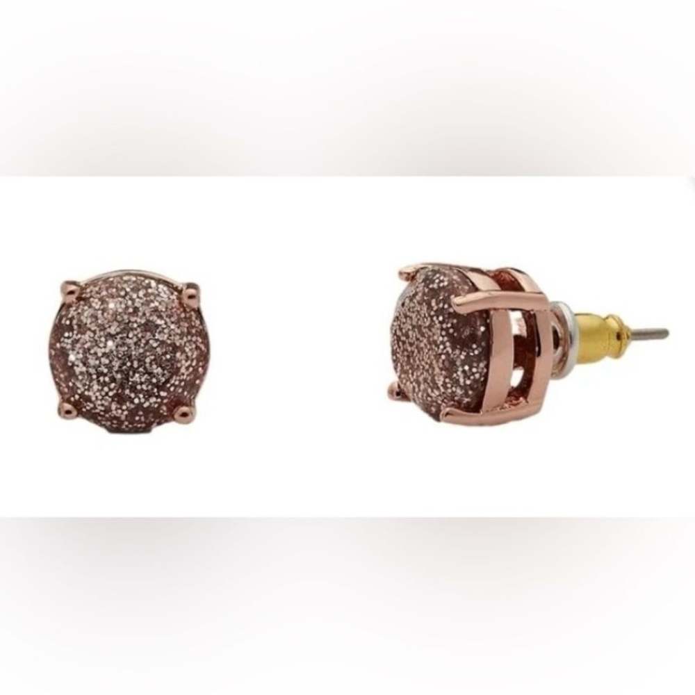 Kate Spade Rose Gold Sparkle Stud Earrings - Picture 3 of 7